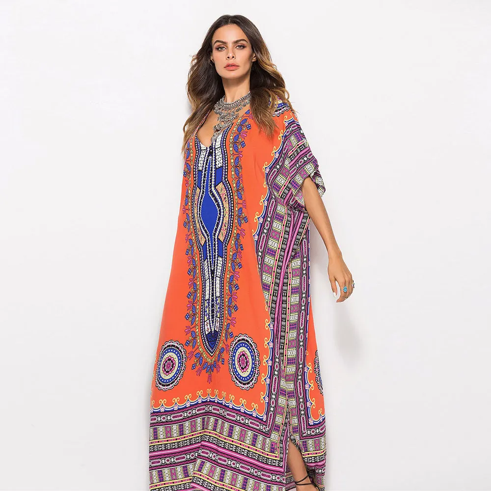 Casual Traditional African Kitenge Dashiki Print Loose Long Dress Design