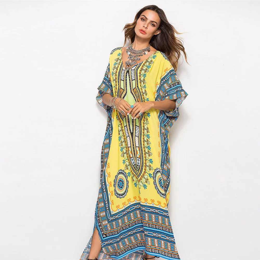 Casual Traditional African Kitenge Dashiki Print Loose Long Dress Design