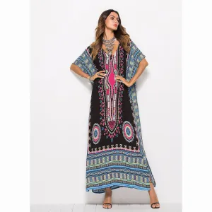 Casual Traditional African Kitenge Dashiki Print Loose Long Dress Design