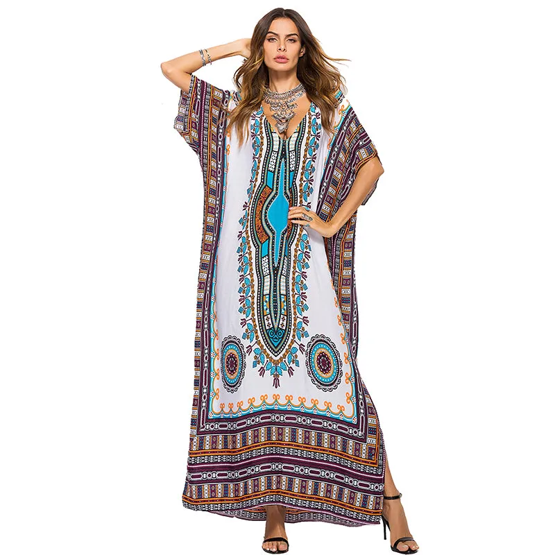 Casual Traditional African Kitenge Dashiki Print Loose Long Dress Design