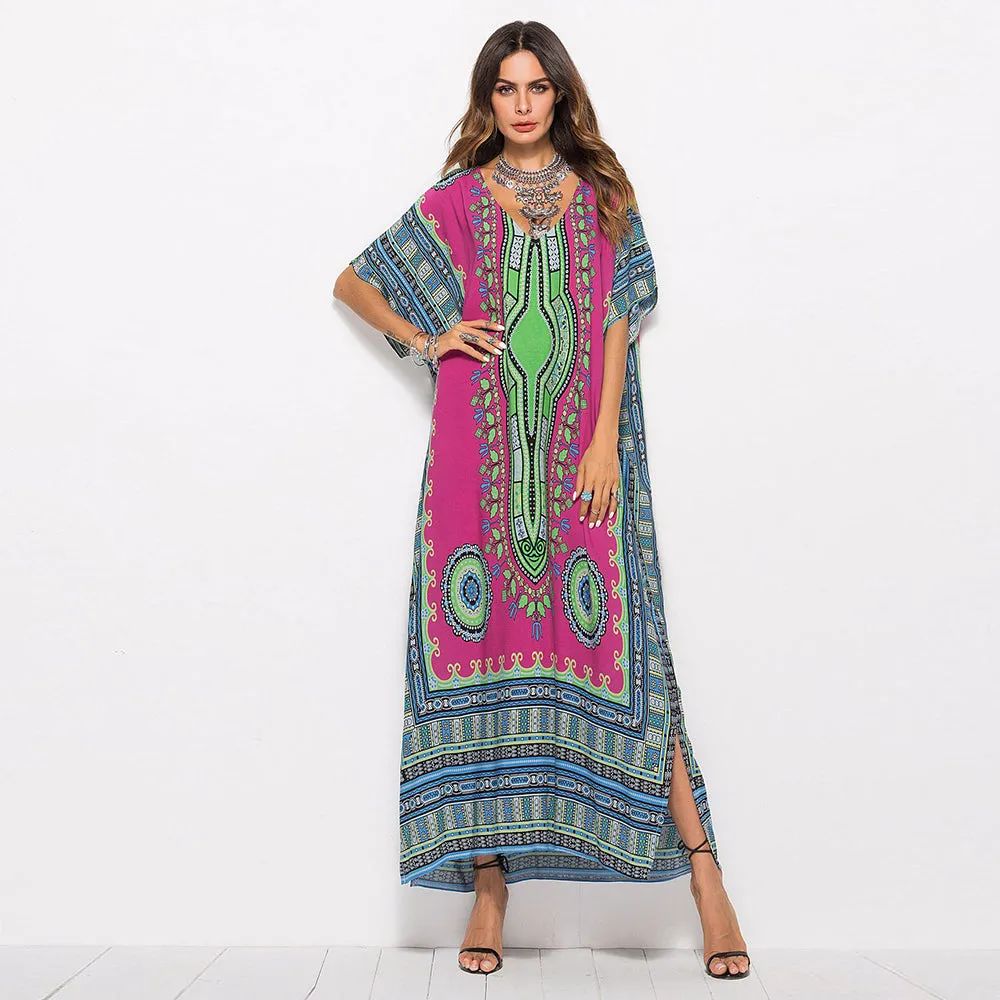 Casual Traditional African Kitenge Dashiki Print Loose Long Dress Design