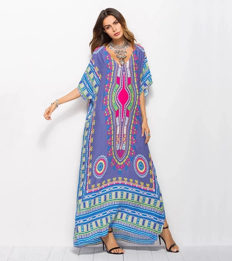 Casual Traditional African Kitenge Dashiki Print Loose Long Dress Design