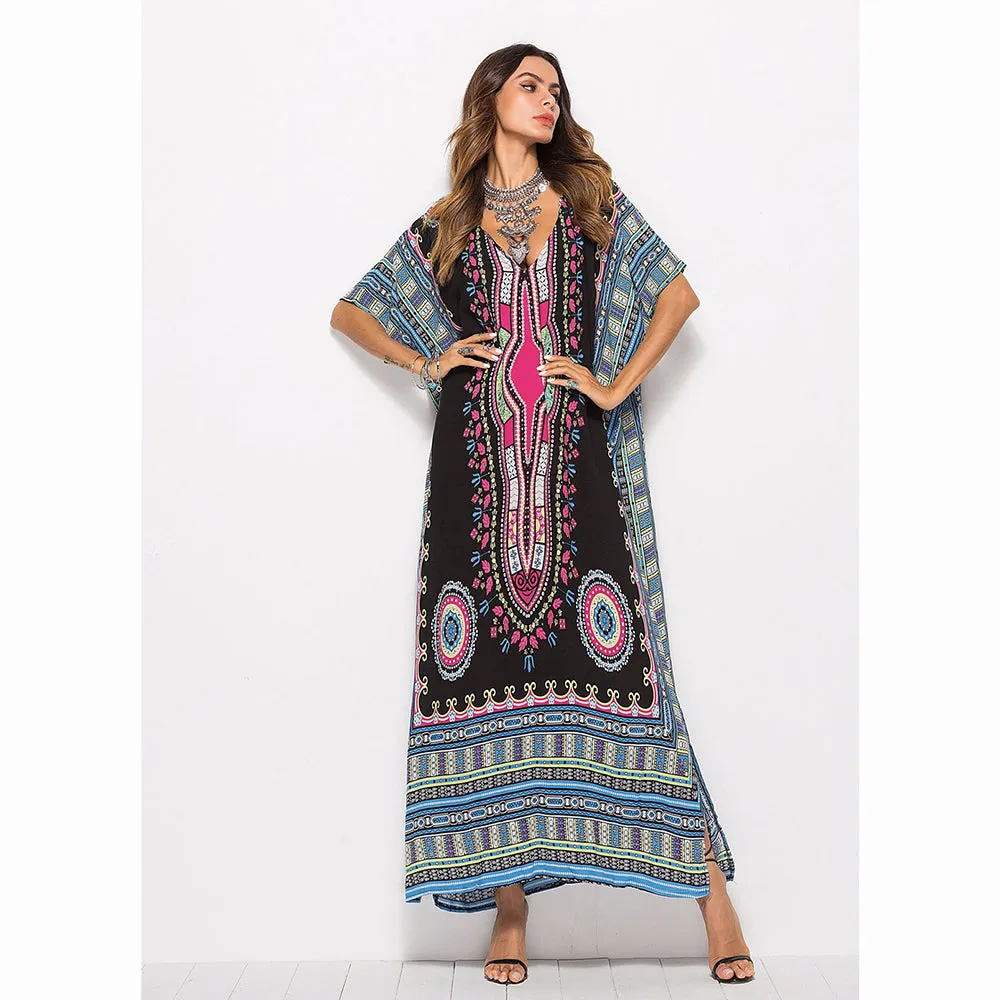 Casual Traditional African Kitenge Dashiki Print Loose Long Dress Design