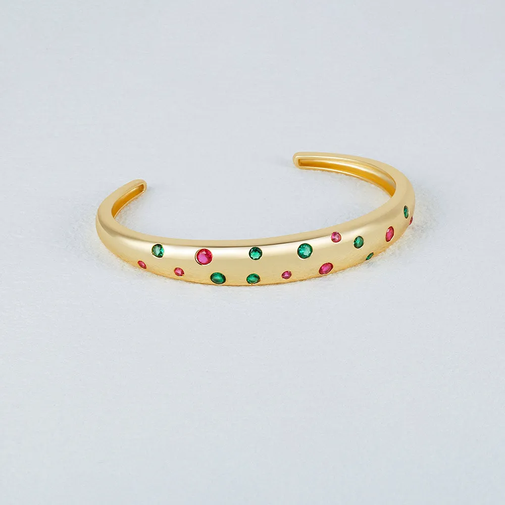 Cherry Gemstone Flush Open Bracelet