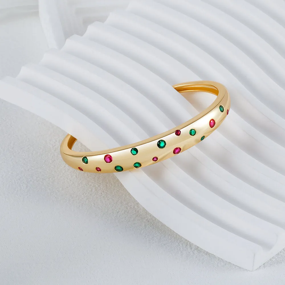 Cherry Gemstone Flush Open Bracelet