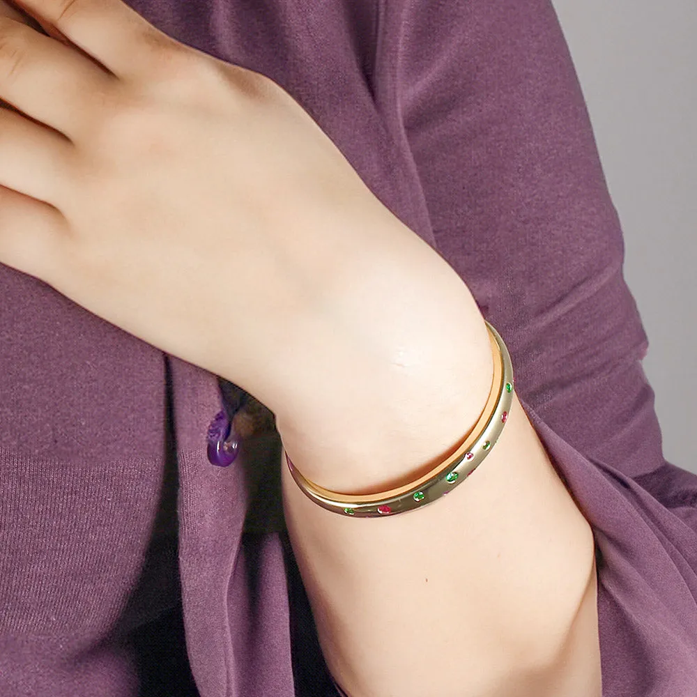 Cherry Gemstone Flush Open Bracelet