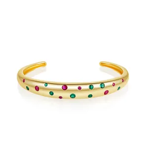 Cherry Gemstone Flush Open Bracelet