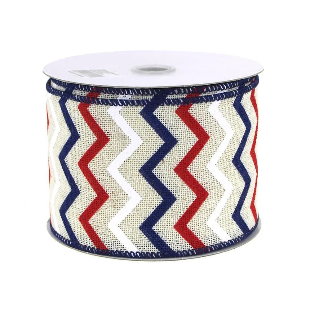 Chevron Canvas Ribbon, 10-yard, Red/White/Blue