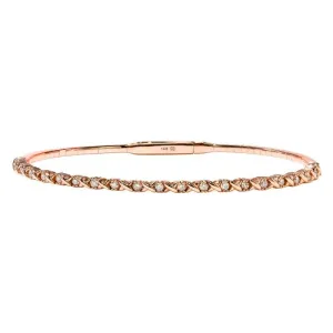 Christopher Designs  14K Rose Gold Crisscut Diamond "X" Memory Cuff Bracelet