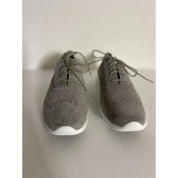 Cole Haan 10 ZERO GRAND Wingtip Oxford Shoes Gray Suede Brogues Sneaker NEW