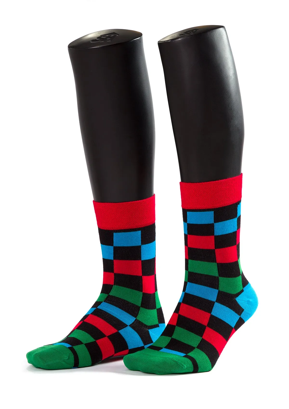 Colored Squares Design Men Bamboo Socks