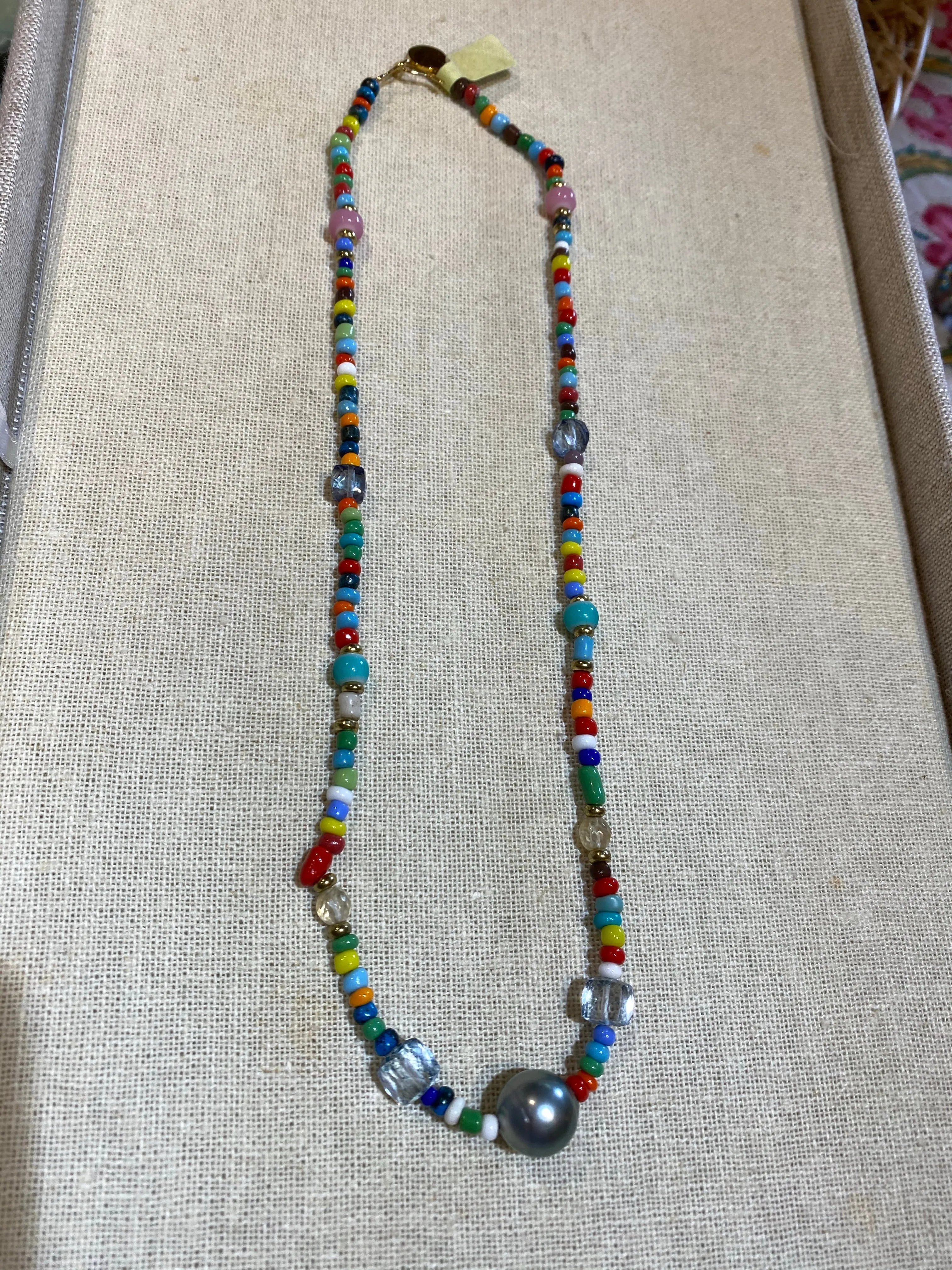 Colorful Beads w/ Tahitian Pearl Necklace