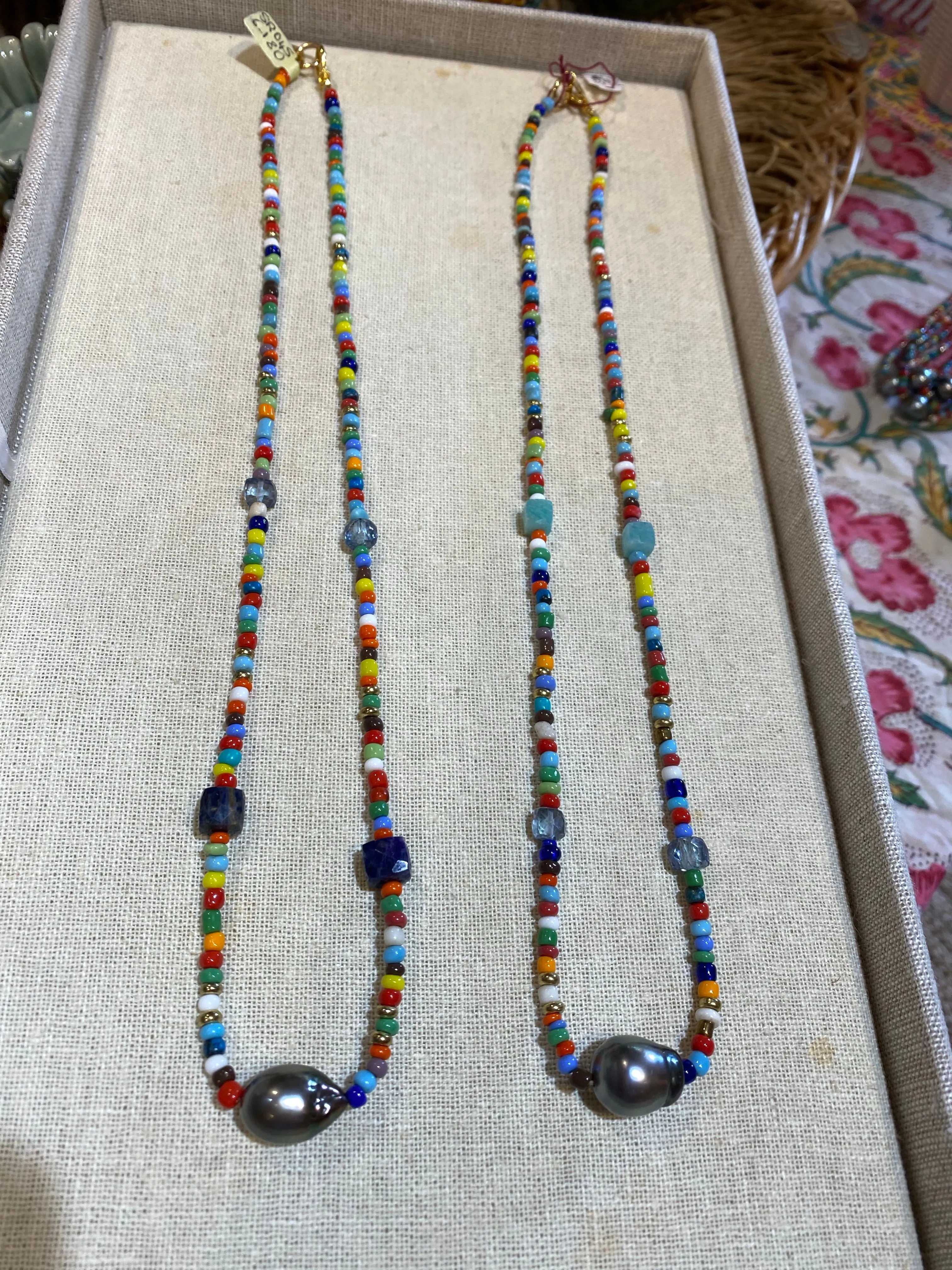 Colorful Beads w/ Tahitian Pearl Necklace