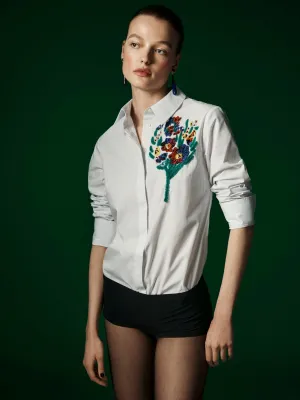 Colorful Embroidered Buttondown