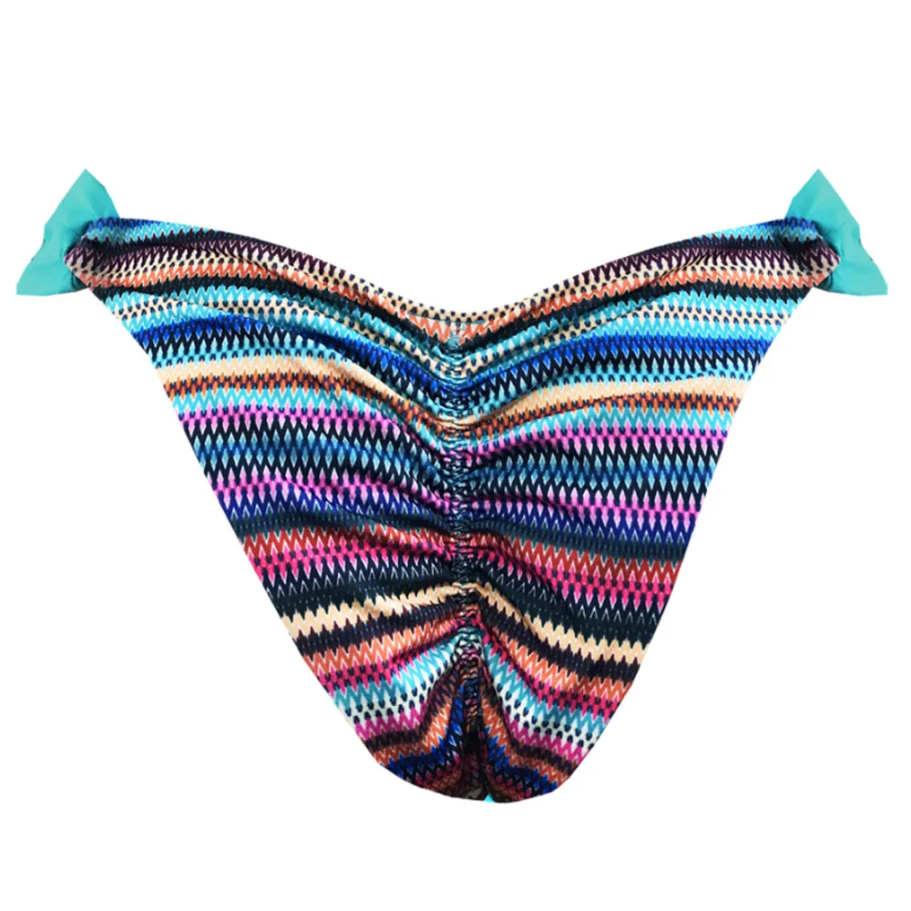 Colorful Stripes Brazilian Classic Side Scrunch Bikini Bottom