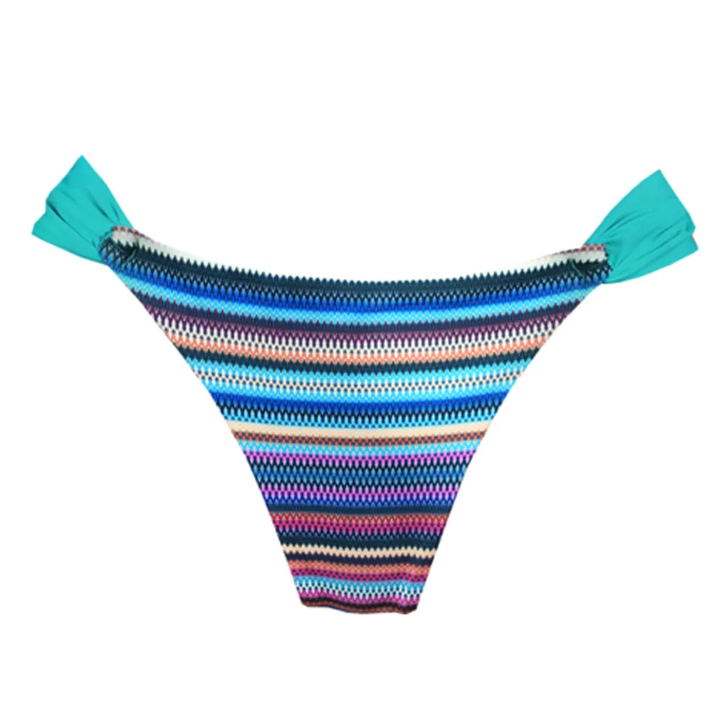 Colorful Stripes Brazilian Classic Side Scrunch Bikini Bottom