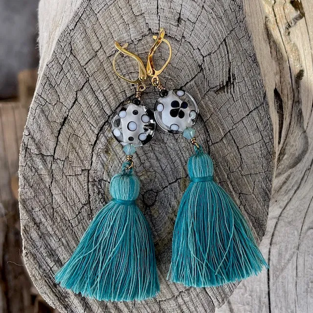 Colorful tassel earrings