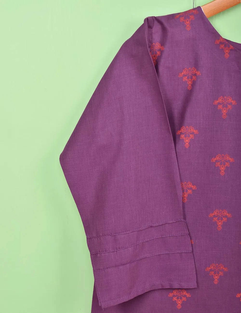 Cotton Printed Stitched Kurti - (TS-076A-Purple)