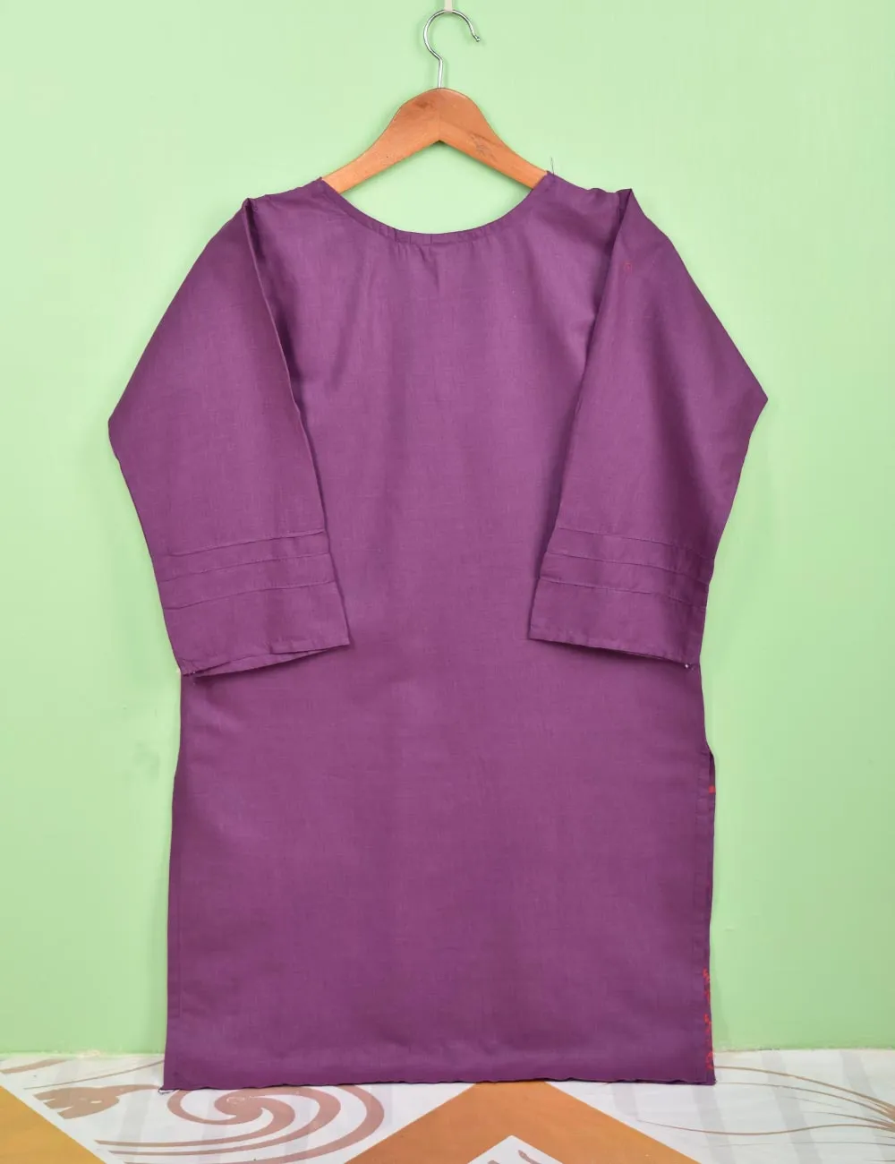 Cotton Printed Stitched Kurti - (TS-076A-Purple)