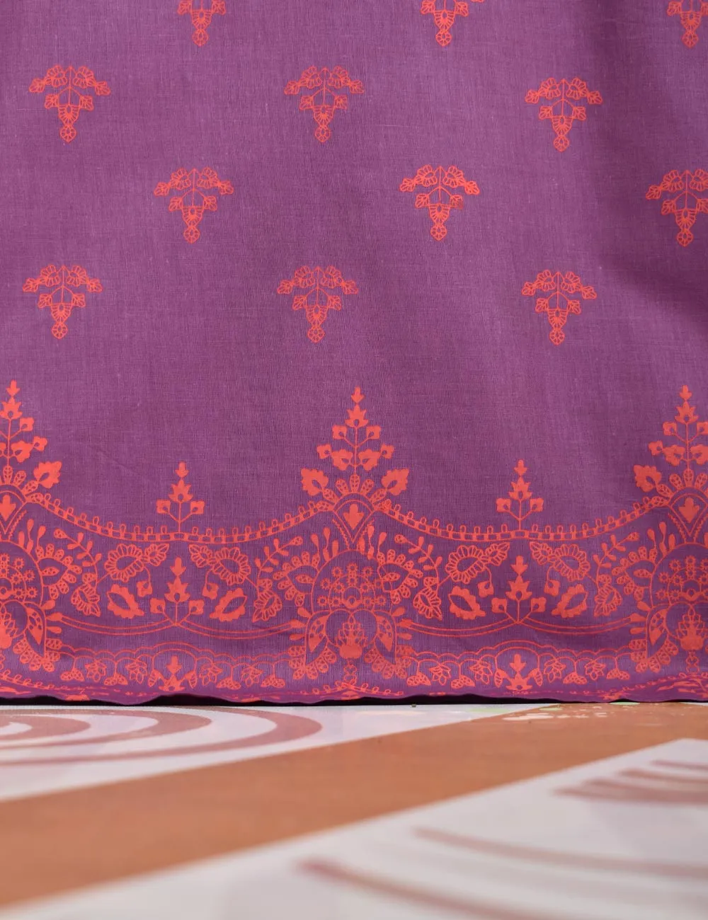 Cotton Printed Stitched Kurti - (TS-076A-Purple)