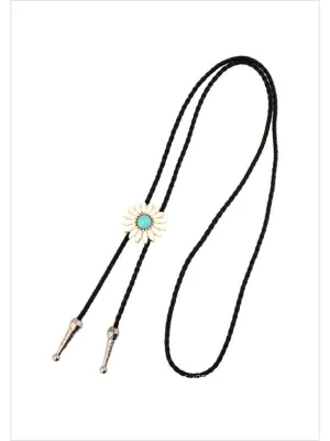 Country Flowers Turquoise Bolo Necklace