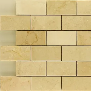 Crema Marfil Polished Stone 2"x4" Mosaic Backsplash Marble Tile