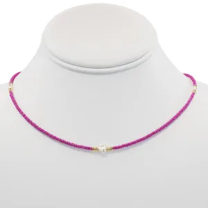 Delicate Pink Beaded Summer Necklace: Subtle Elegance 