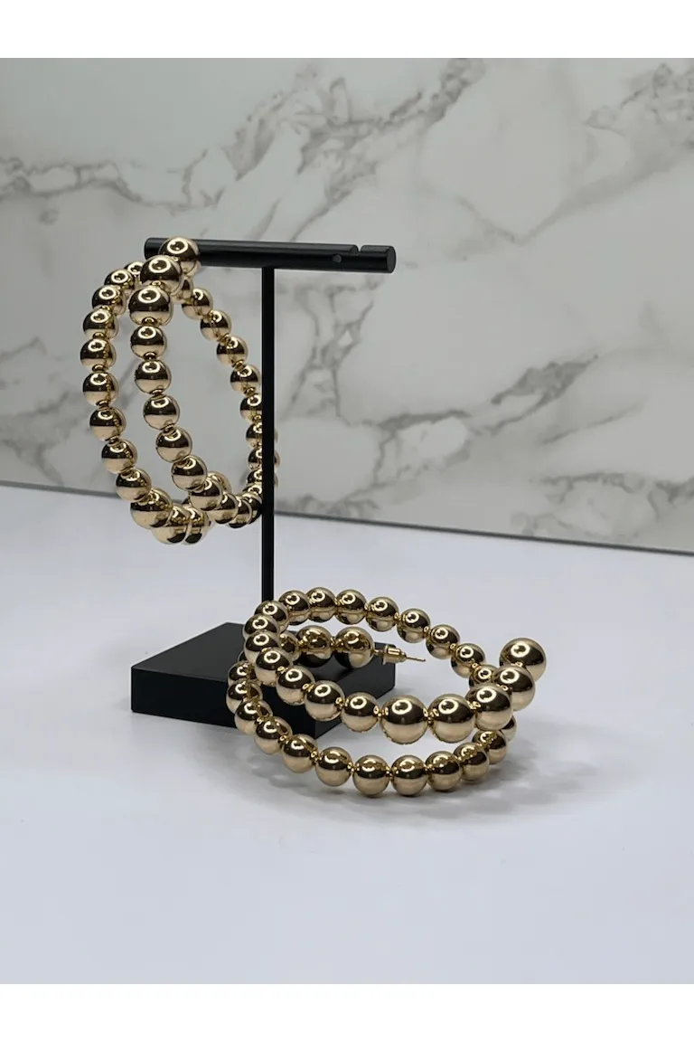 Double Strand Beaded Hoop Earrings