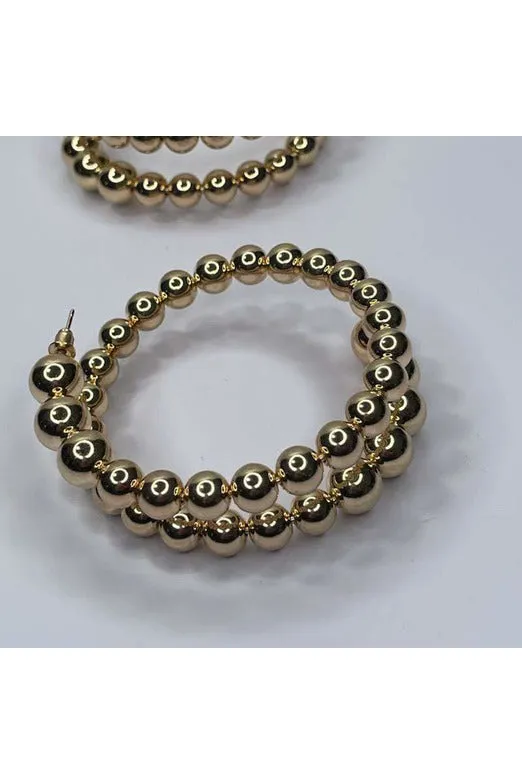 Double Strand Beaded Hoop Earrings