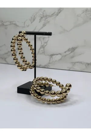 Double Strand Beaded Hoop Earrings