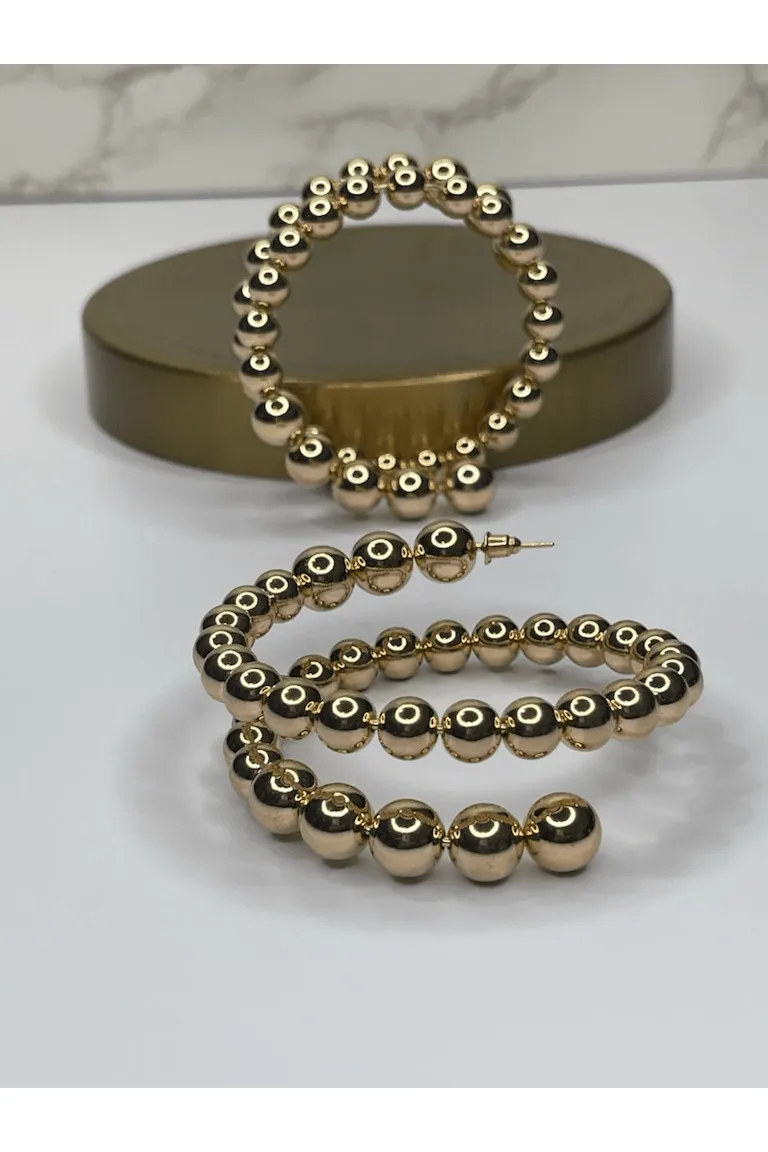 Double Strand Beaded Hoop Earrings