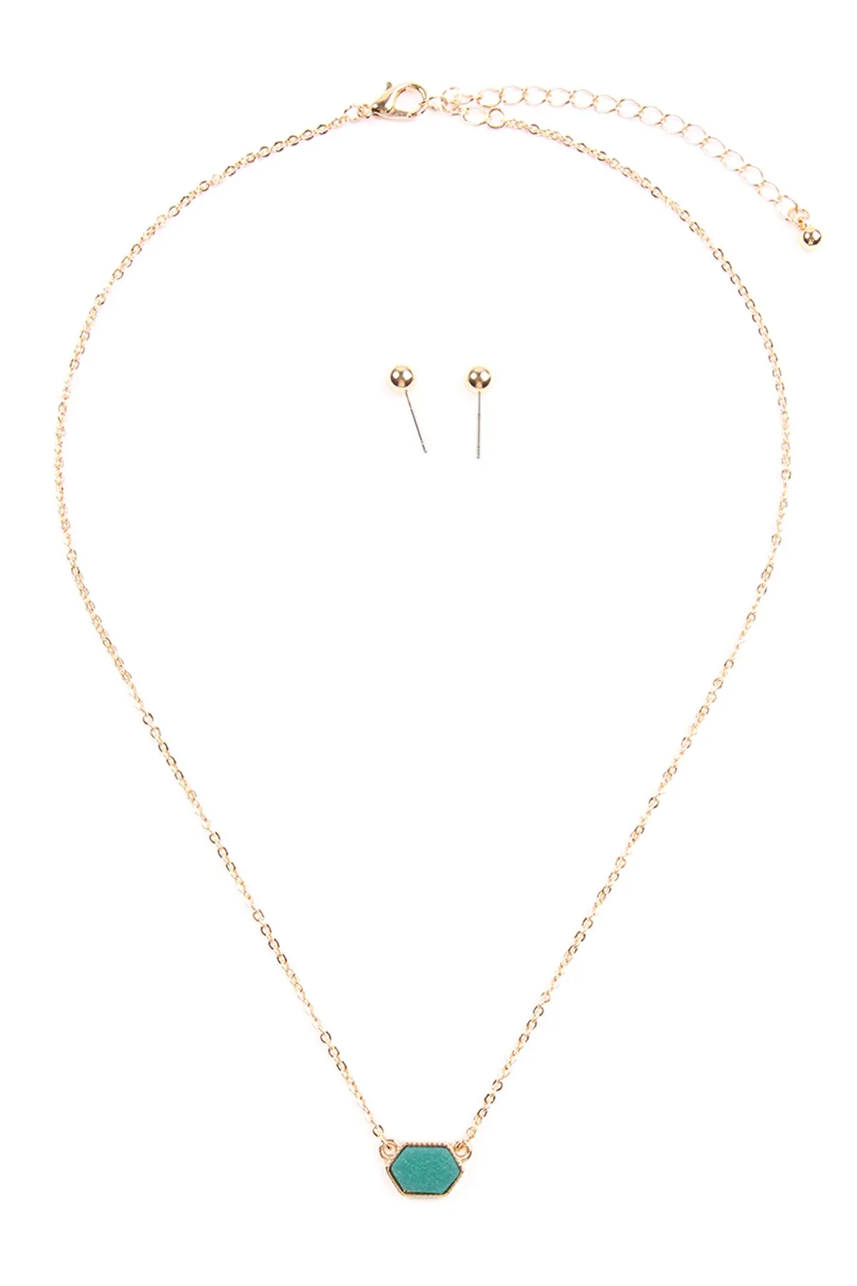 Druzy Hexagon  Necklaces with stud Earrings