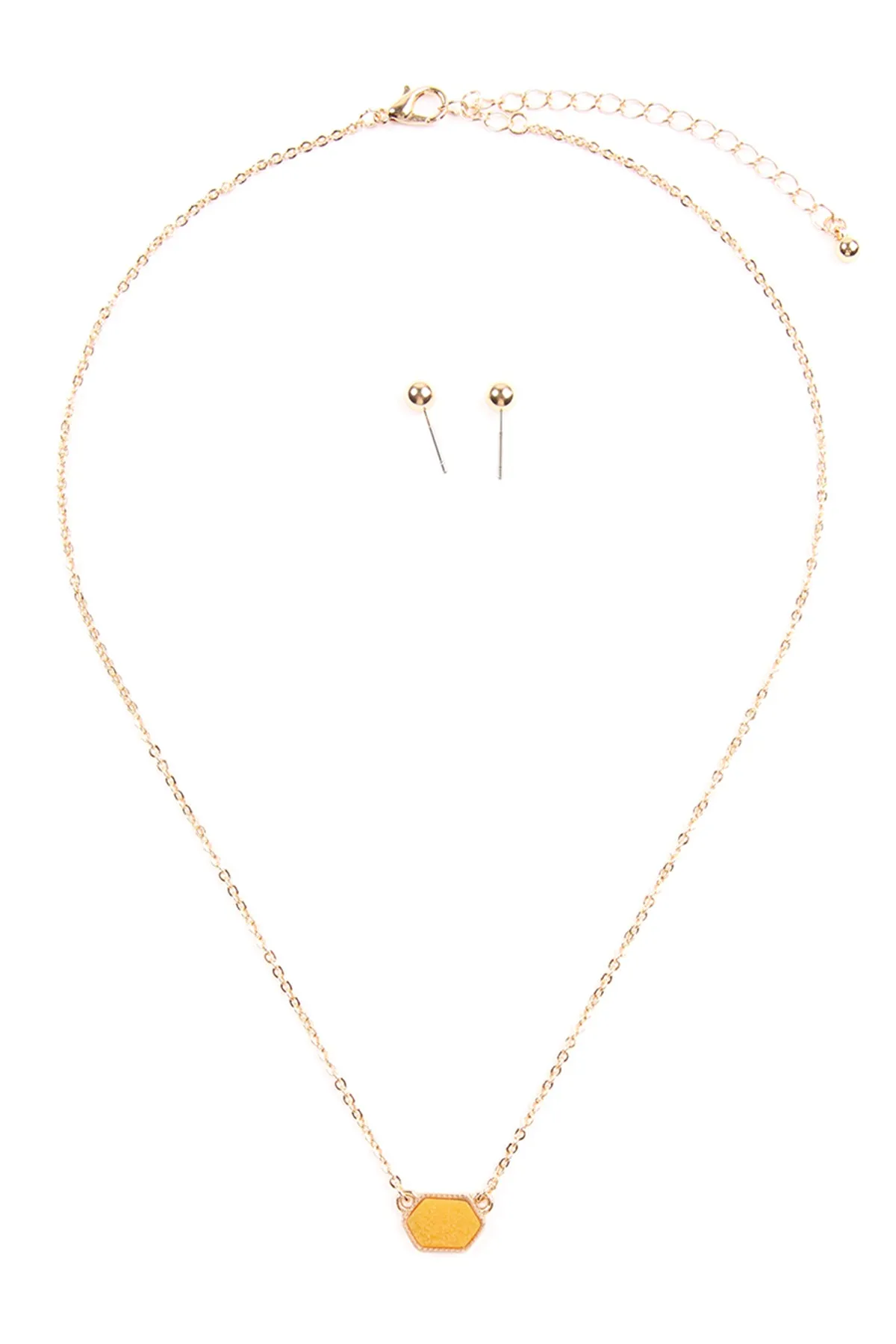 Druzy Hexagon  Necklaces with stud Earrings