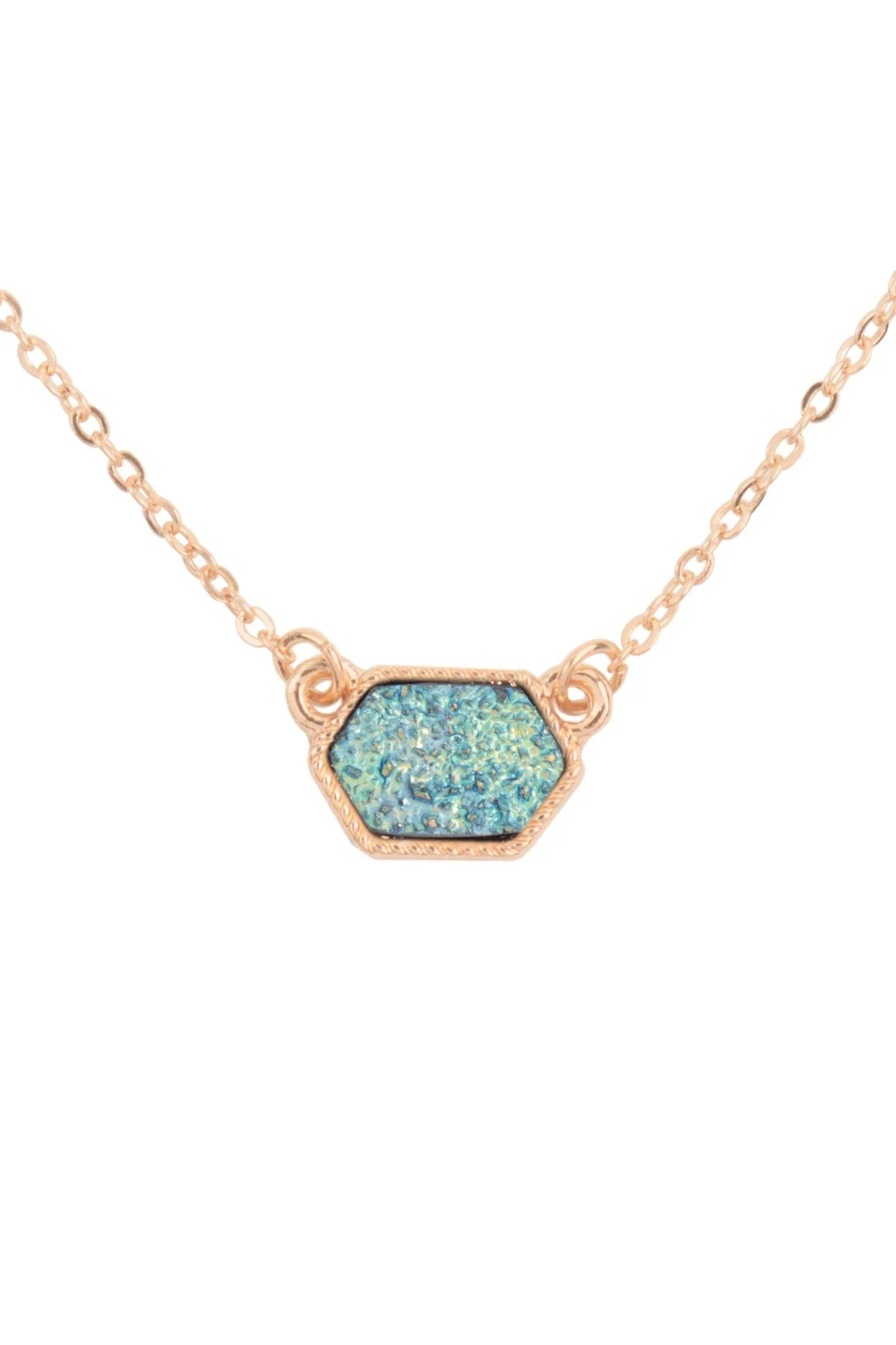 Druzy Hexagon  Necklaces with stud Earrings