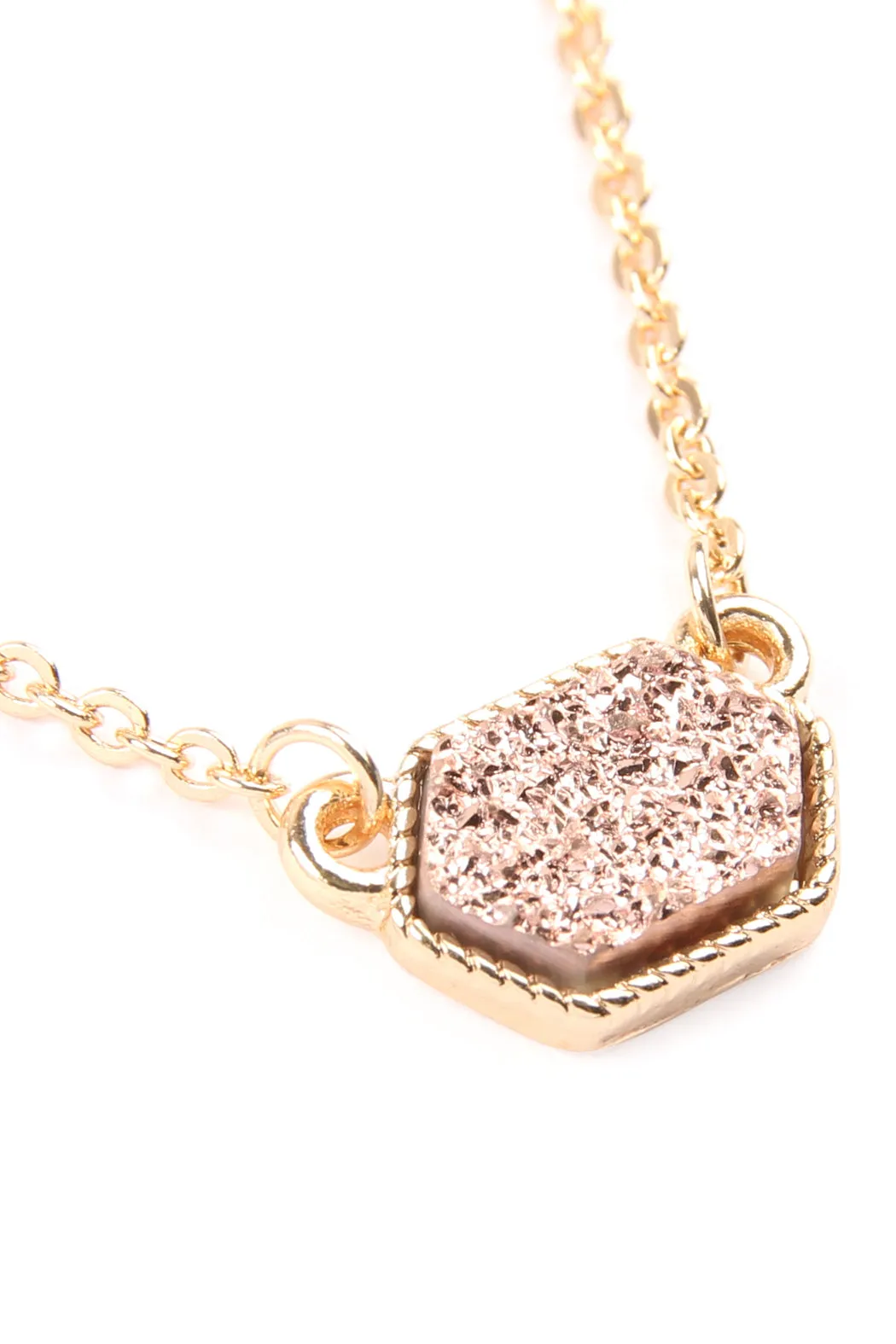 Druzy Hexagon  Necklaces with stud Earrings