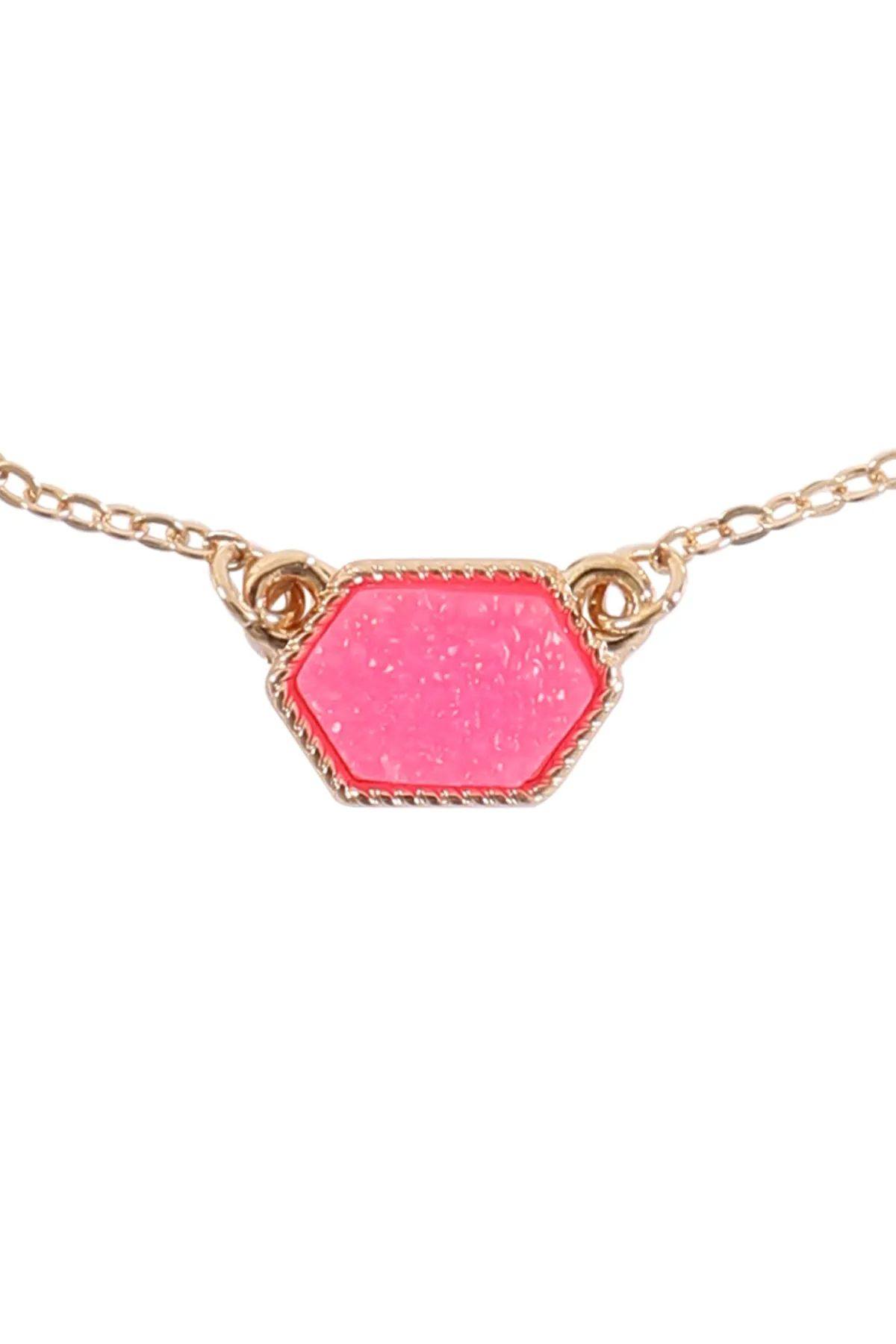 Druzy Hexagon  Necklaces with stud Earrings