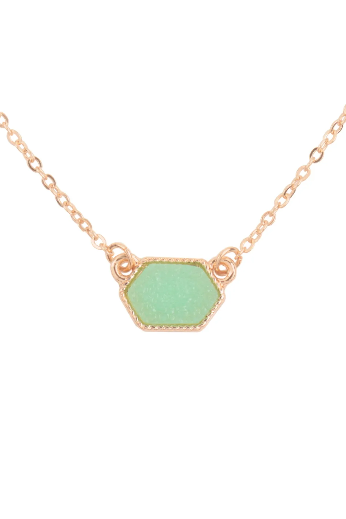 Druzy Hexagon  Necklaces with stud Earrings