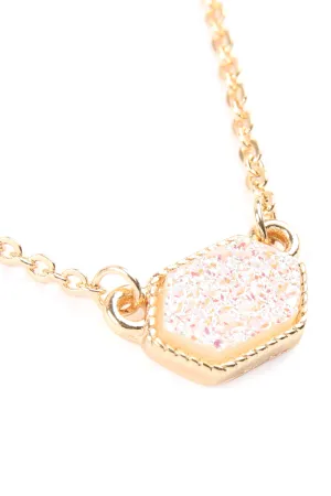Druzy Hexagon  Necklaces with stud Earrings