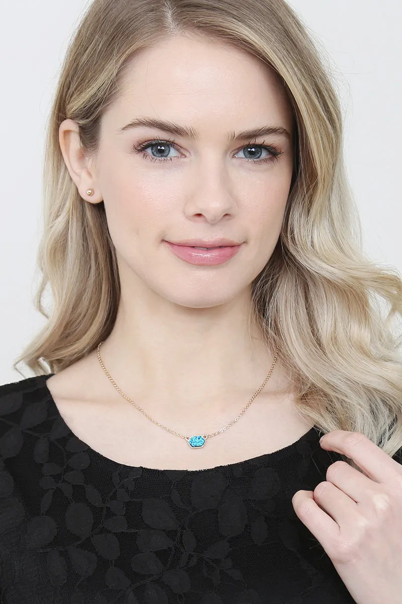 Druzy Hexagon  Necklaces with stud Earrings