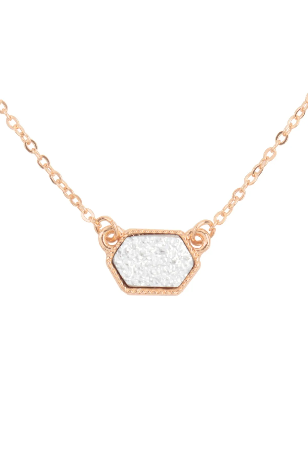 Druzy Hexagon  Necklaces with stud Earrings