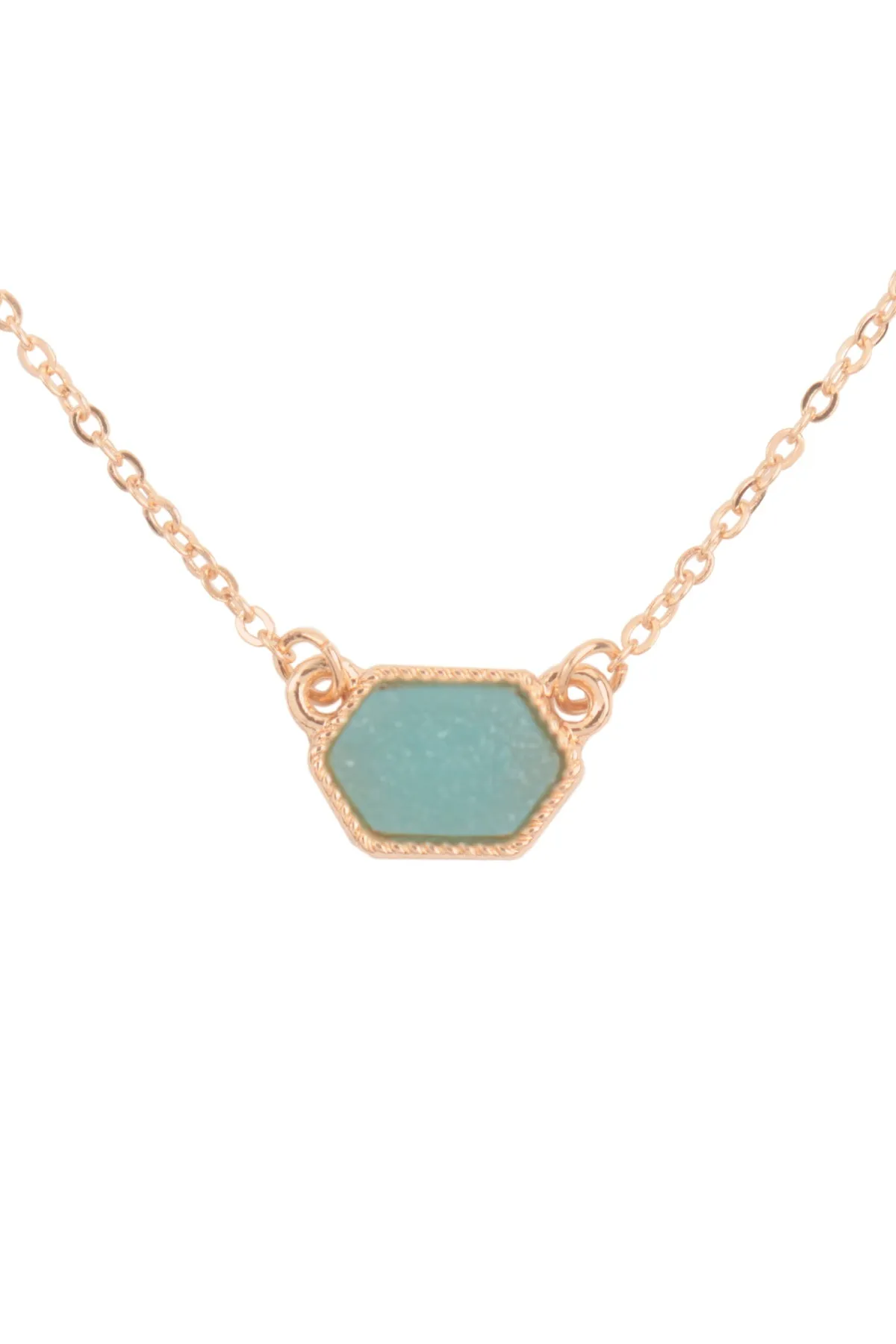 Druzy Hexagon  Necklaces with stud Earrings