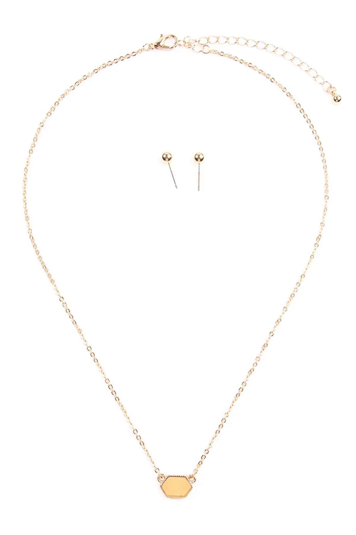 Druzy Hexagon  Necklaces with stud Earrings