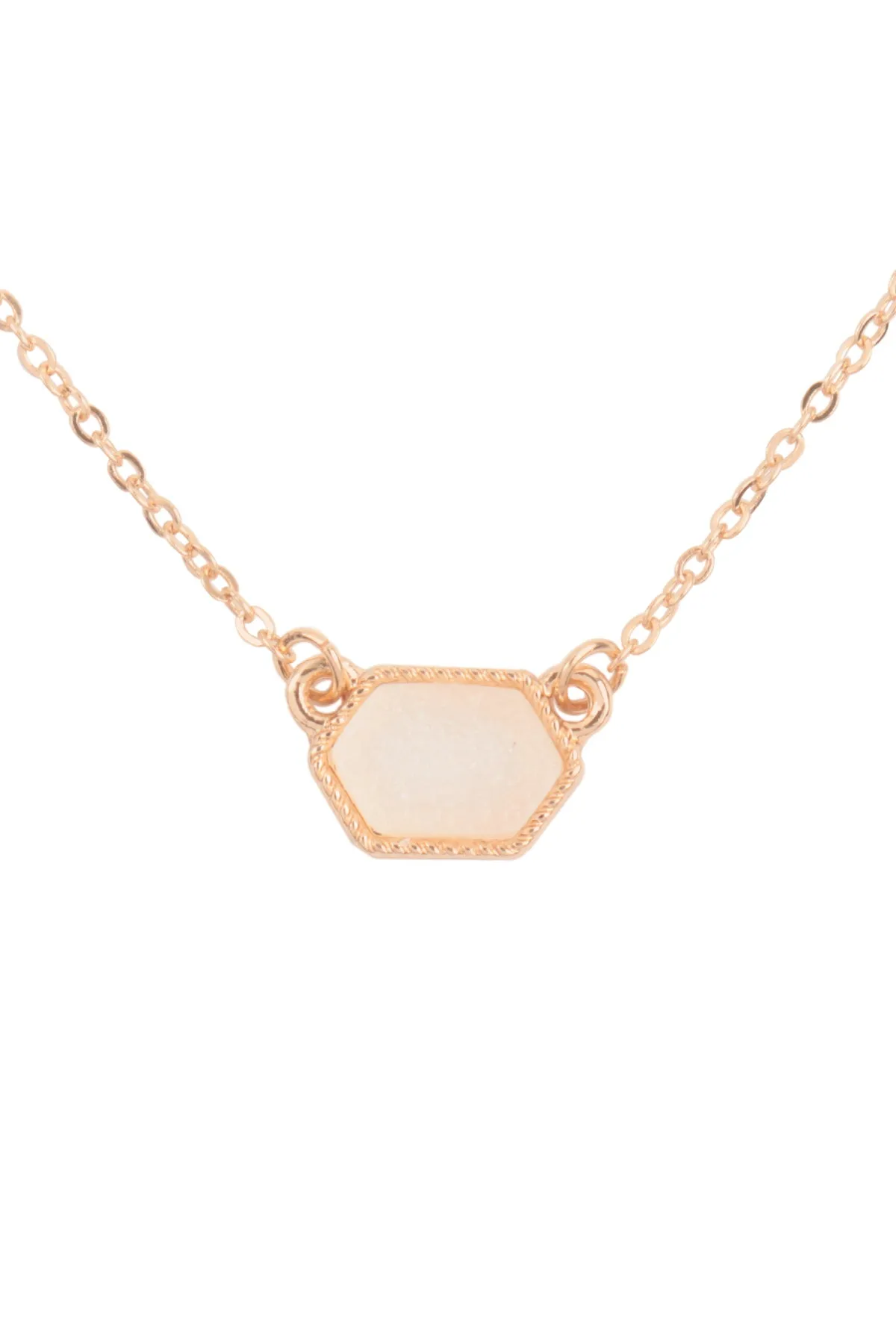 Druzy Hexagon  Necklaces with stud Earrings
