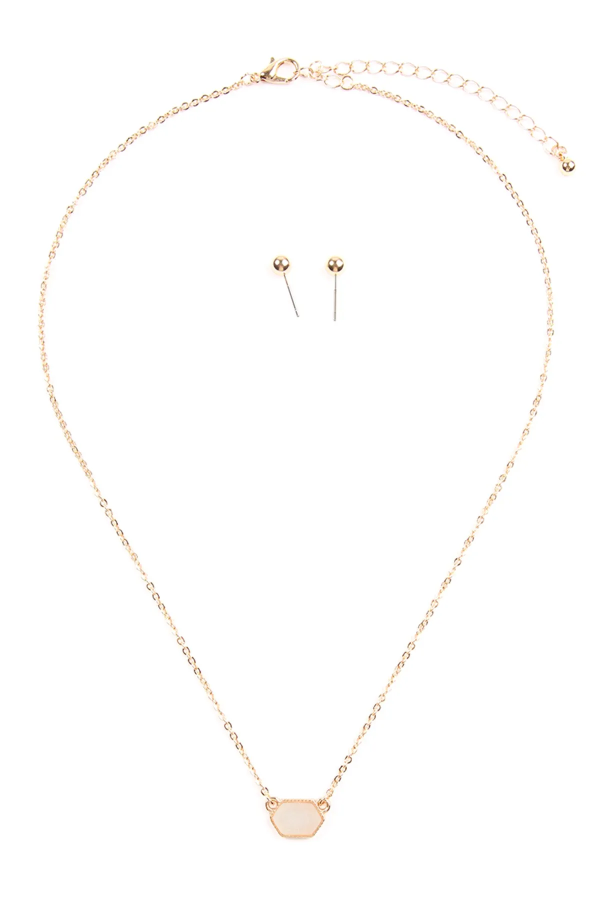 Druzy Hexagon  Necklaces with stud Earrings