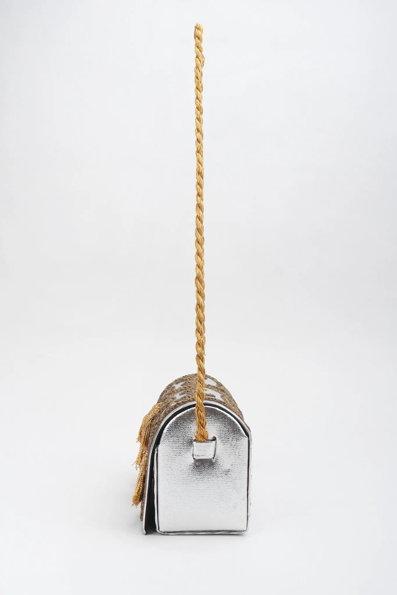 Embroidered Lamé Shoulder Bag
