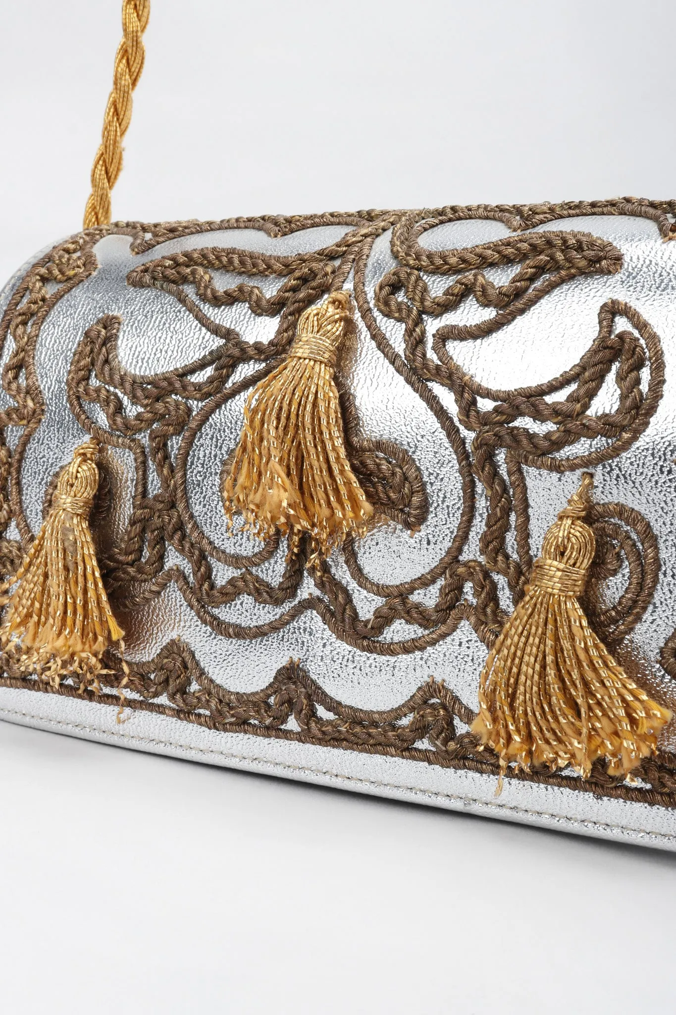Embroidered Lamé Shoulder Bag