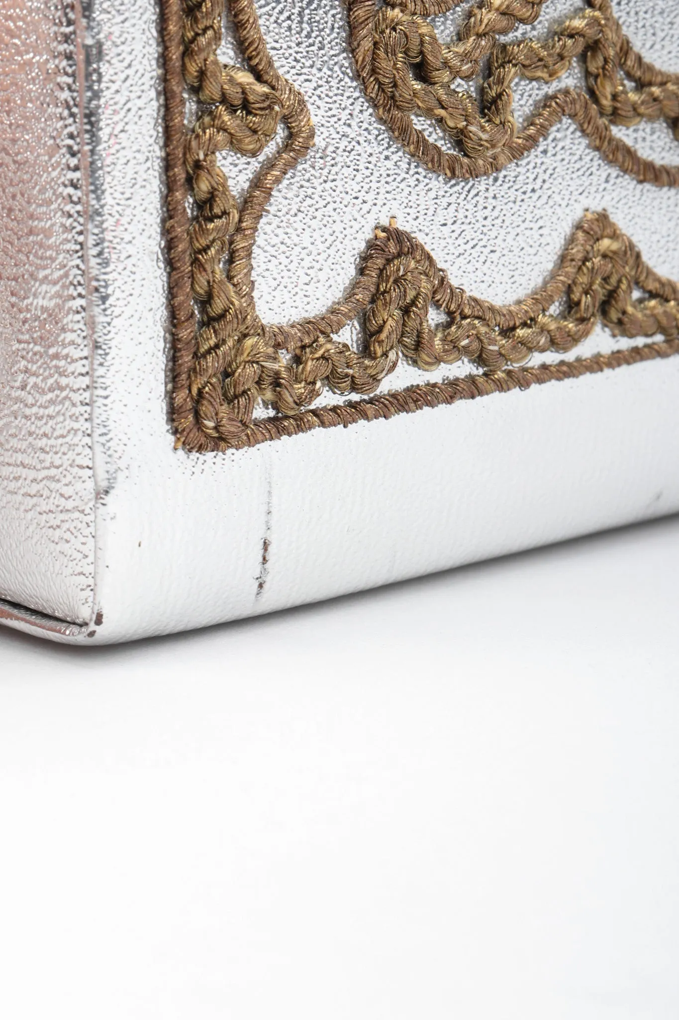 Embroidered Lamé Shoulder Bag