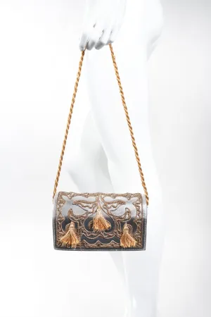Embroidered Lamé Shoulder Bag