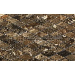 Emperador Dark Spanish Marble Diamond - Rhomboid Mosaic Tile, Polished