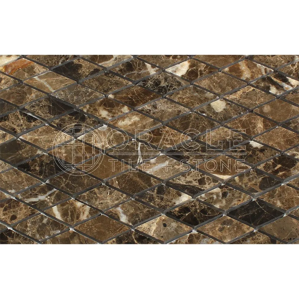 Emperador Dark Spanish Marble Diamond - Rhomboid Mosaic Tile, Polished